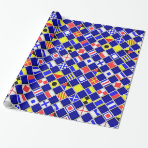 3D Chequered Nautical Flags Signals Pattern Wrapping Paper