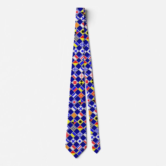 3D Chequered Nautical Navy Flags Tie (Front)