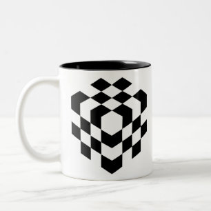 3d chessboard cube Two-Tone coffee mug