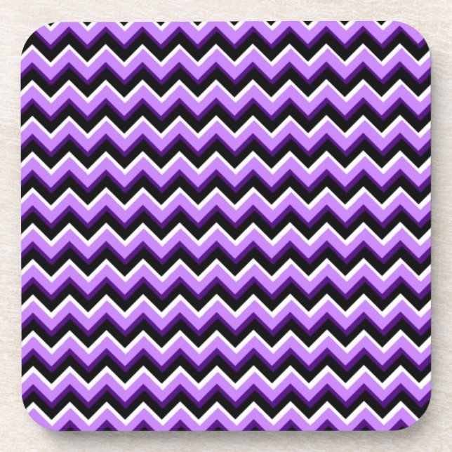 3D Chevron in Purples and Black Coaster (Front)
