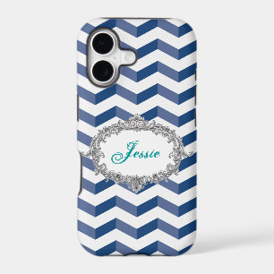 3D Chevrons Blue/Wht iPhone 5/5S Case Personalize