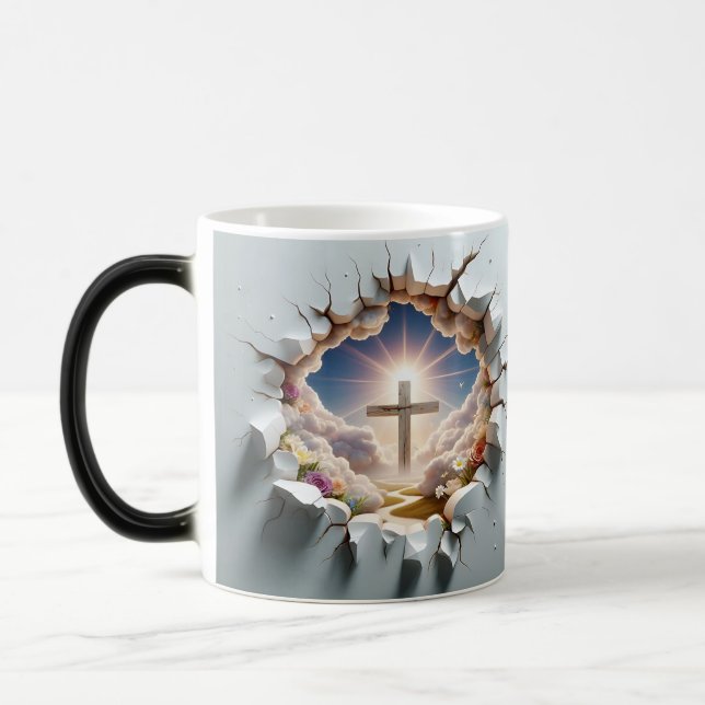 3D Christian Cross Magic Mug (Left)