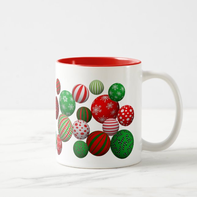 3D Christmas Balls Two-Tone Coffee Mug (Right)