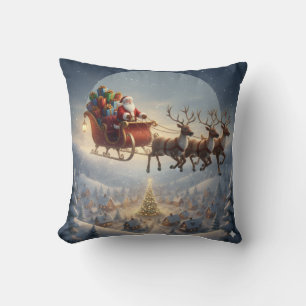 3D Christmas, Kids Holiday, Colorful Gifts Throw Pillow