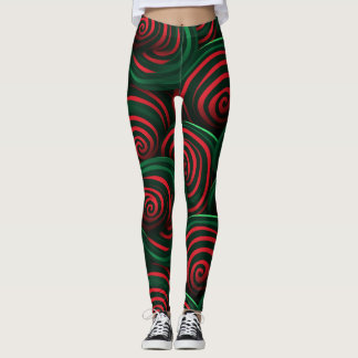 3D Christmas, Red &Green Leggings