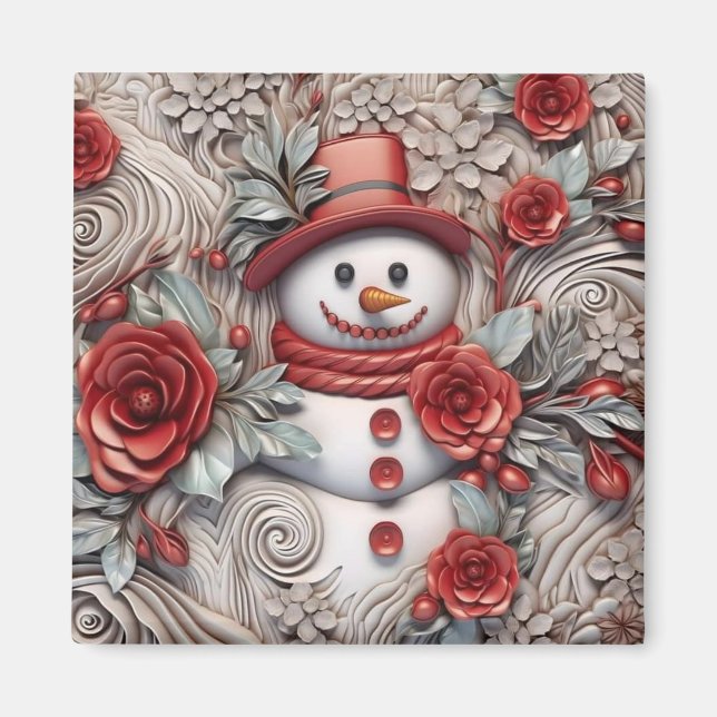 3D Christmas Snowman Magnet (Front)