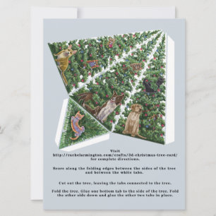 3D Christmas Tree Card with Cats and Dogs Pop Up
