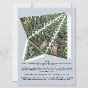 3D Christmas Tree Card with Cats and Dogs Pop Up