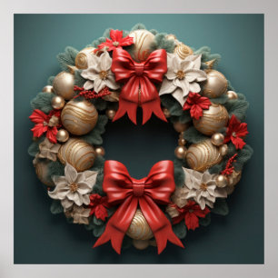 3D Christmas Wreath Poster