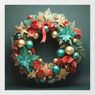 3D Christmas Wreath Window Cling