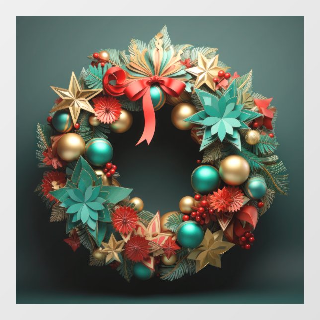 3D Christmas Wreath Window Cling (Sheet)