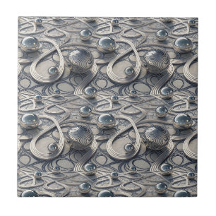 3D Chrome Spheres Abstract Futuristic Pattern Art Tile