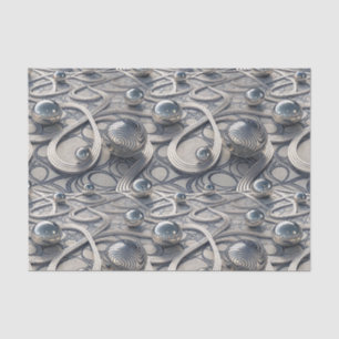 3D Chrome Spheres Abstract Futuristic Pattern Art Tissue Paper