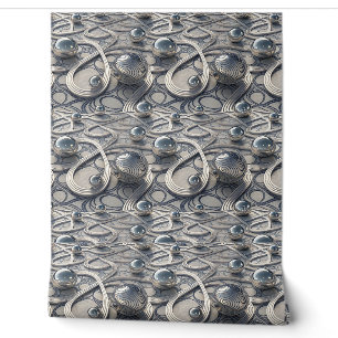 3D Chrome Spheres Abstract Futuristic Pattern Art Wallpaper