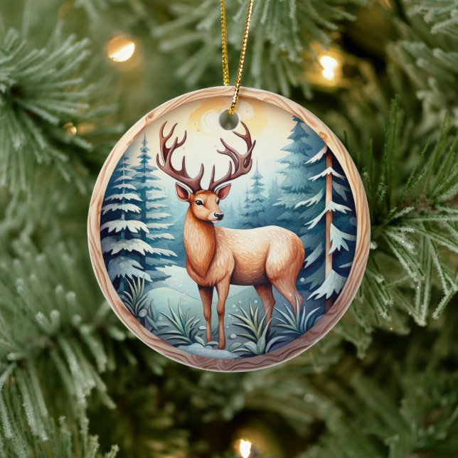 3D CLASSIC CHRISTMAS DEER CERAMIC ORNAMENT (Tree)