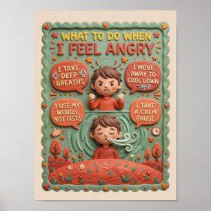 3D Clay Angry Kids Emotion Management Educational  Poster