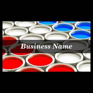 3D Coloured Paint Cans (Red White & Blue) Business Card