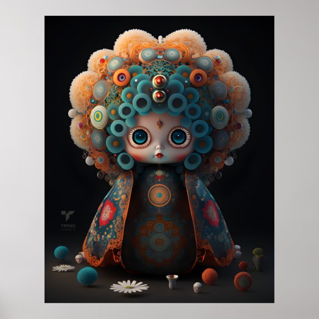 3D Colourful Anime Doll - Takashi Murakami Poster (Front)