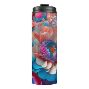 3D Colourful Bouquet of Flowers Thermal Tumbler