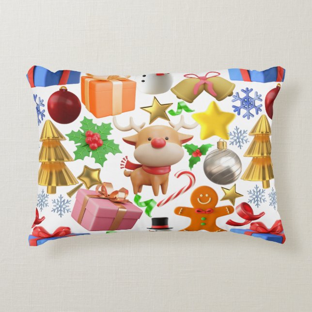 3D Colourful Christmas Ornaments pattern.01 Accent Pillow (Front)