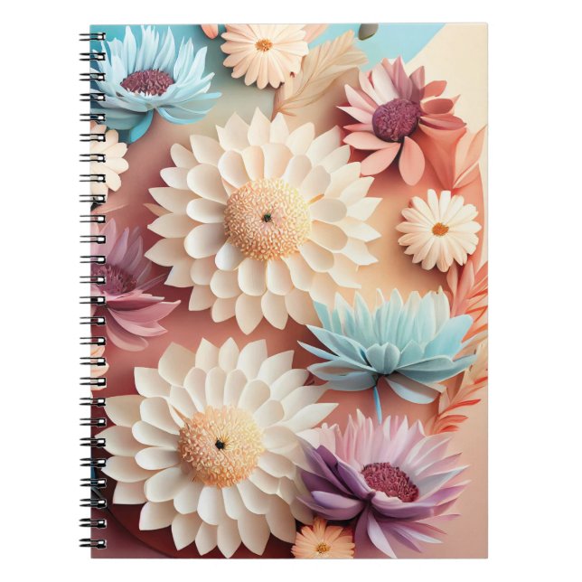 3D Colourful Flowers  Notebook (Front)