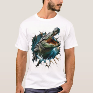 3D Crocodile Design – Realistic Reptile T-Shirt