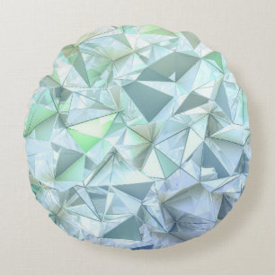3D crystal triangle, illustrative rendering. Round Pillow