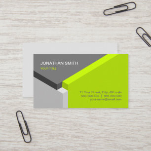 3D Cube Design Lime / Grey business card