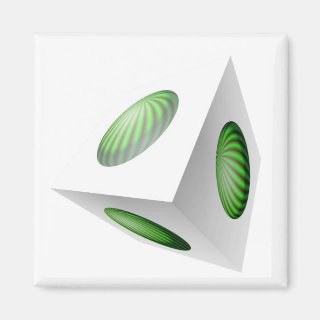 3D Cube with Green Spheres Magnet (Front)