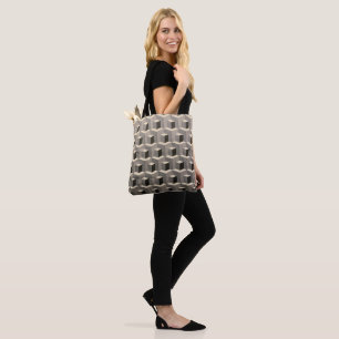 3D Cubes in Grayscale Pattern Tote Bag