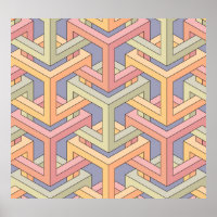 3D Cubes, Optical Illusion Pattern.