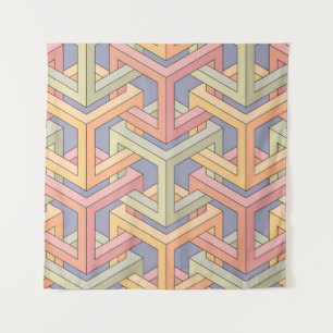 3D Cubes, Optical Illusion Pattern. Tapestry