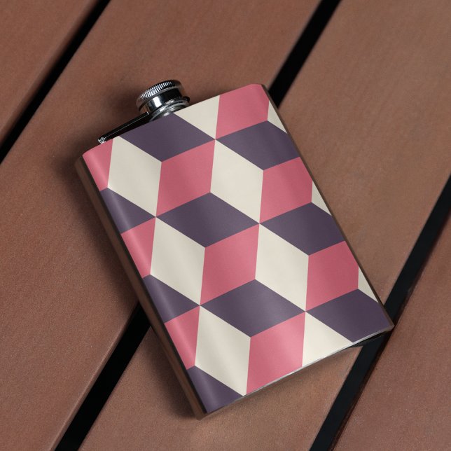 3d Cubes Pattern Hip Flask (flask)