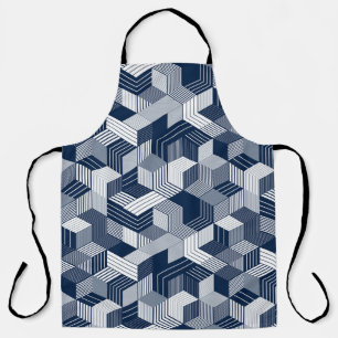 3D cubes seamless pattern background, lined dimens Apron