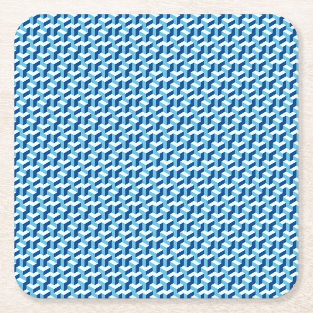3D cubic fractal Square Paper Coaster (Front)