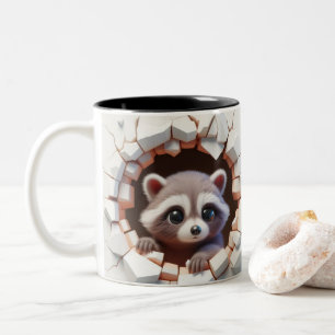 3D Cute Baby Raccoon Hot Cocoa Coffee Animals Two-Tone Coffee Mug