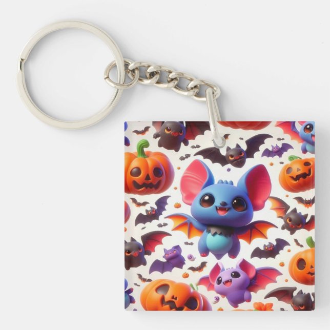 3D cute bats halloween Keychain (Front)
