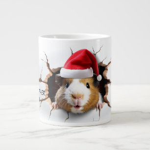 3D Cute Guinea pig with Santa Hat Large Coffee Mug