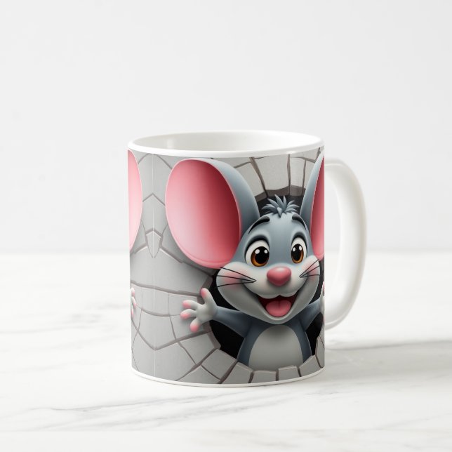 3d cute mouse mug wrap, 3d mug wrap design (Front Right)