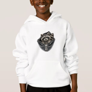 3D Cute Raccoon Zipper Pocket Kids Hoodie