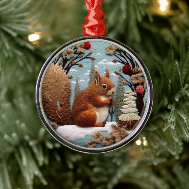 3D Cute Woodland Squirrel Animal Chirstmas  Metal Ornament (Tree)