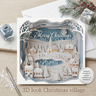3D cutout look christmas village  Card