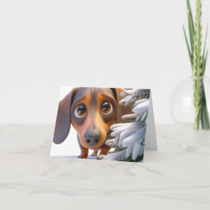 3D Dachshund Animated Christmas Card