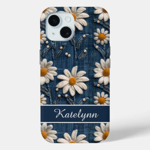 3D Daisy Denim Phone Case