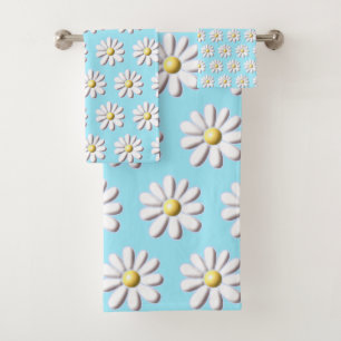 3D Daisy Flower Bath Towel Set