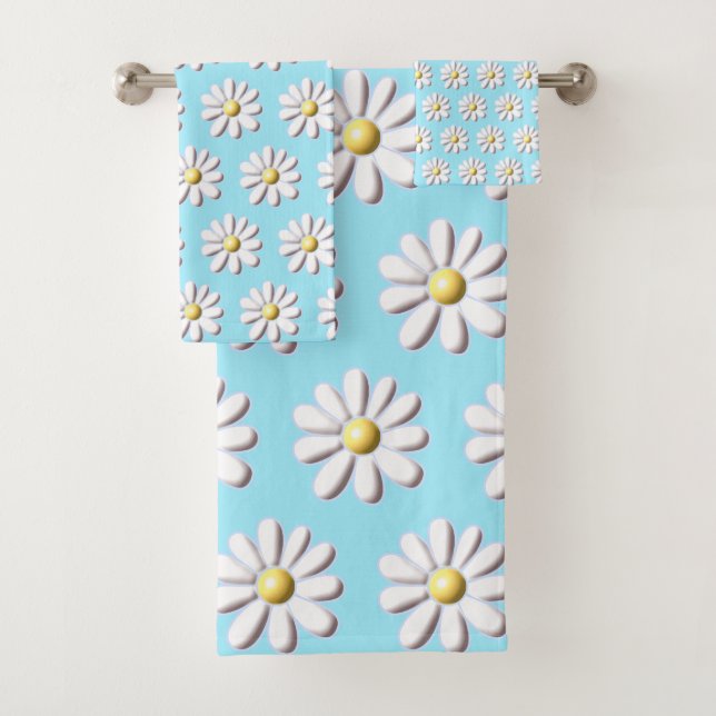 3D Daisy Flower Bath Towel Set (Insitu)