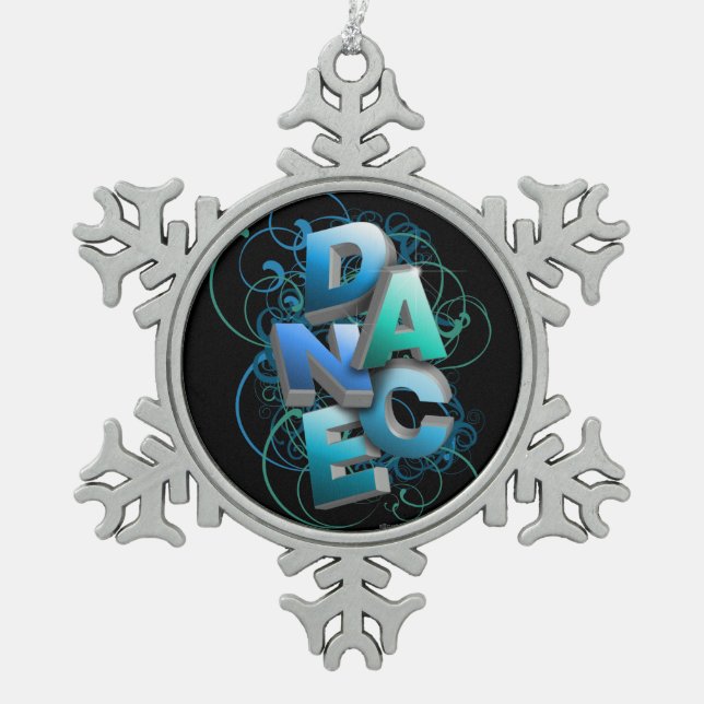 3D Dance (spring) Snowflake Pewter Christmas Ornament (Front)