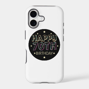 3d dark colorful round happy 70th birthday