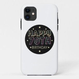 3d dark colorful round happy 70th birthday iPhone 11 case