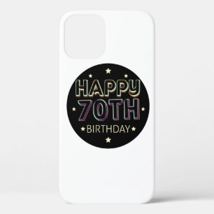 3d dark colourful round happy 70th birthday iPhone 12 pro case